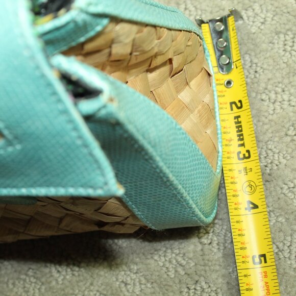 Maggi B Natural Straw & Aqua Blue Edging And Handles Handbag - Picture 10 of 15